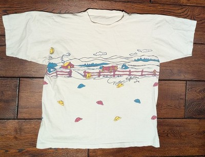 VTG Northern Reflections Mens Unisex T-Shirt Ranch Cowboy Hat Wagon Cabin Size M