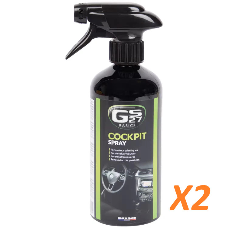 Spray rénovateur plastique de 500ml pour tableau de bord effet satiné lot de 2