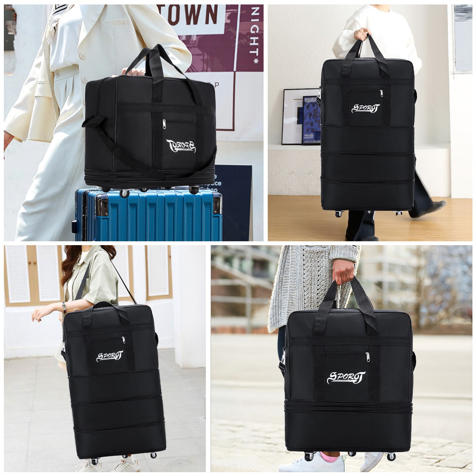 36" Expandable Duffle Bag w/ Wheels Lightweight Traveling Suitcase Luggage 135L