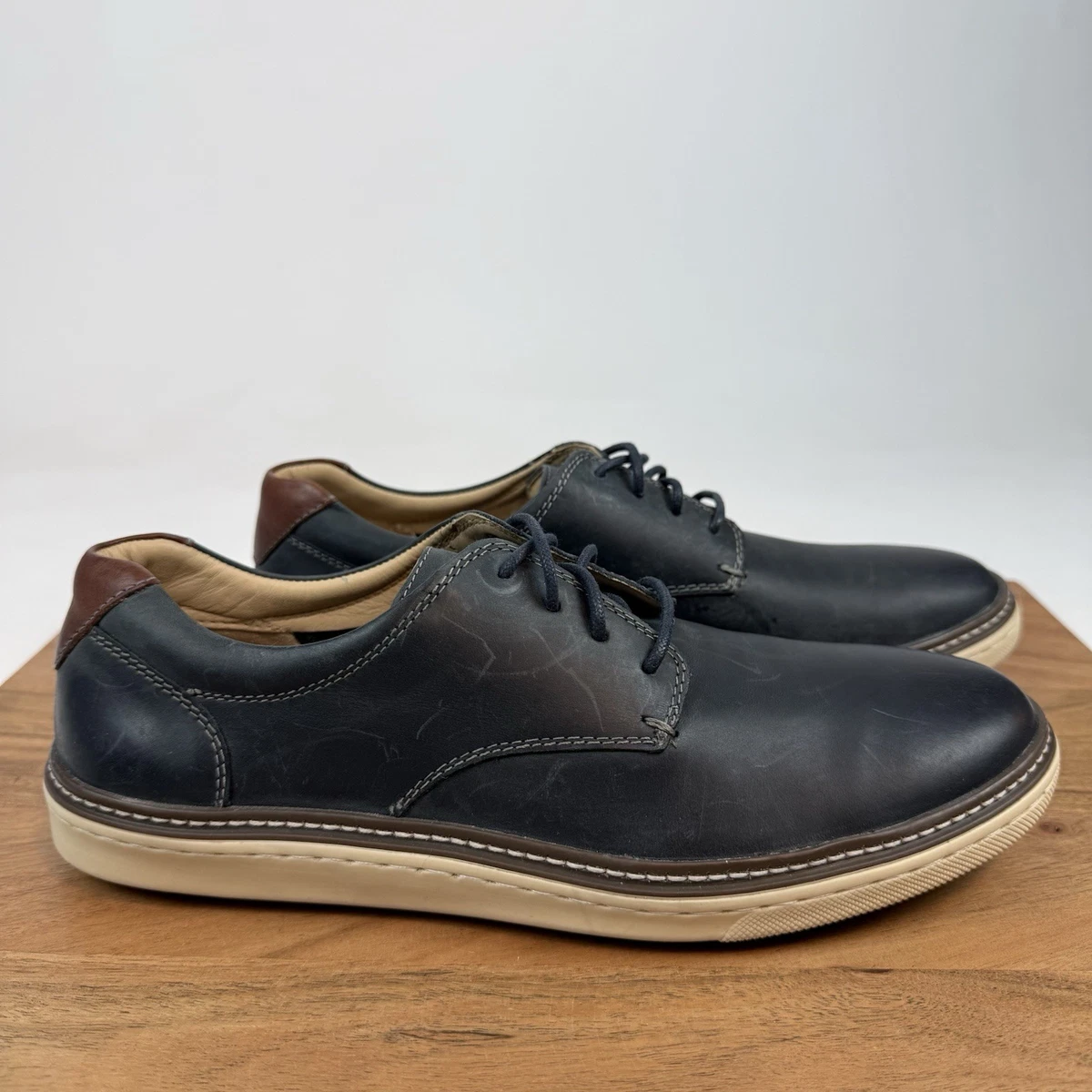 Johnston & Murphy Men\'s Navy Upton Knit Plain Toe Derby Oxford Shoes 8.5M NWOB Johnston & Murphy Oxford Solid Dress Shoes for Men for sale  main image 2