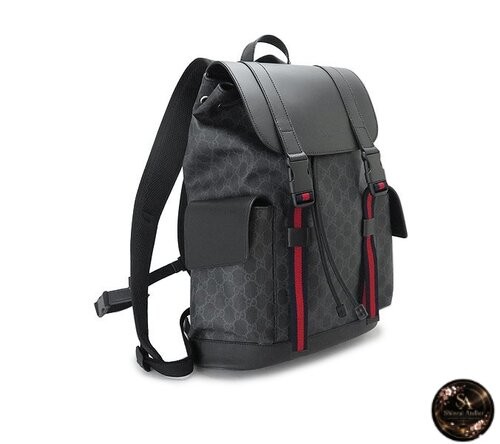 Gucci Soft GG Supreme Canvas Backpack - Black & Gray Luxury Bag