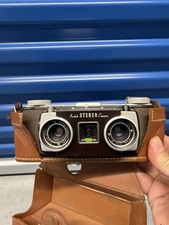 Vintage Kodak Stereo Camera with Leather Case, Uses 35mm Film, 3D Photography