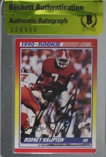 BAS 1990 Score 1990 Rookie Rodney Hampton #307 Beckett Auth Sticker Auto 3c7