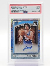 JARED MCCAIN 2024-25 DONRUSS OPTIC RATED ROOKIE CHOICE AUTO 76ERS PSA 9 Q0004