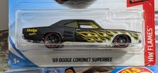 Hot Wheels Hw Flames 69 Dodge Coronet Superbee Flat Black Red Wheels Hot Wheels Hw Flames 69 Dodge Coronet Superbee Flat Black Red Wheels