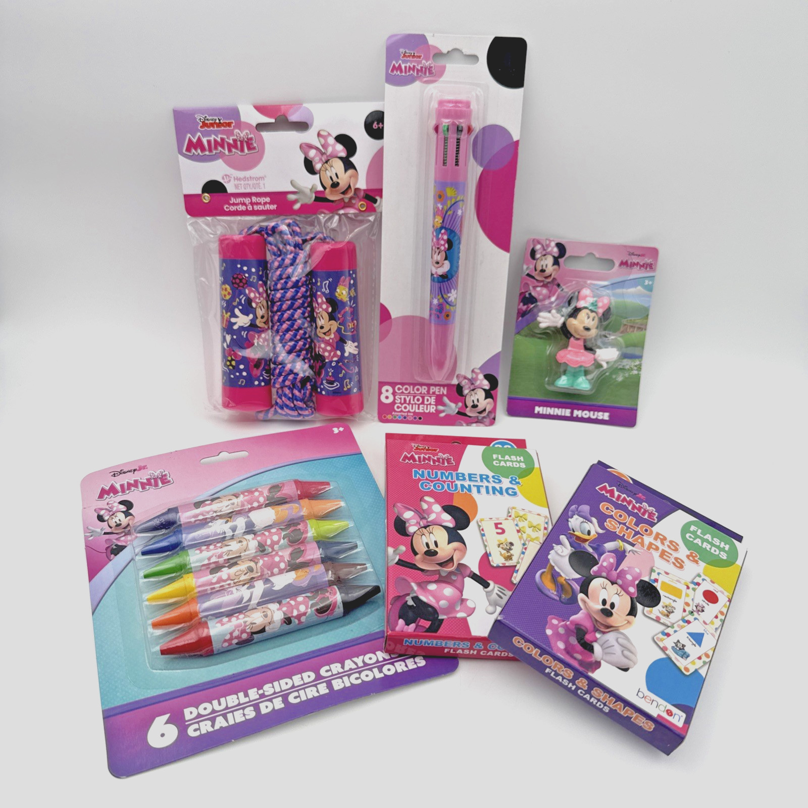 Disney Jr. Minnie Mouse 6-Pc Set: Crayons, Pen, Flash Cards, Jump Rope & Figure