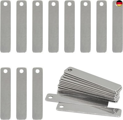 25 x Stainless Steel Rectangle Blank Metal Engraving Blanks 5cm x 1cm
