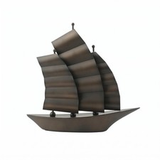 Metal Sailboat Ornament Dark Bronze-Brown Finish Decorative Sailboat Sculpture