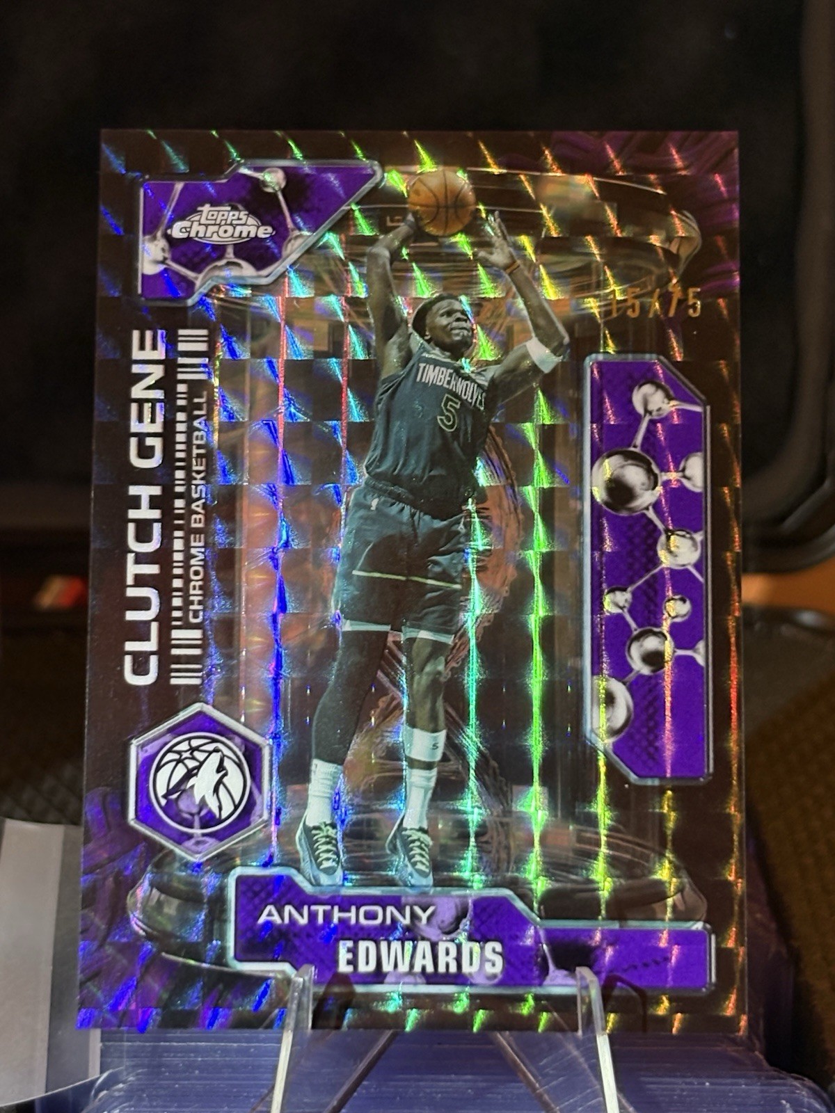2025 Topps Chrome - Clutch Gene Anthony Edwards Purple Geometric Refractor /75
