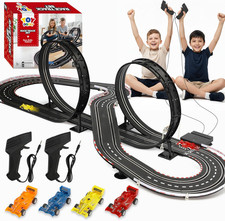 Slot Car Race Track Sets for Kids Ages 4-8, 20Ft 2-Player 4-Lane Race Track with