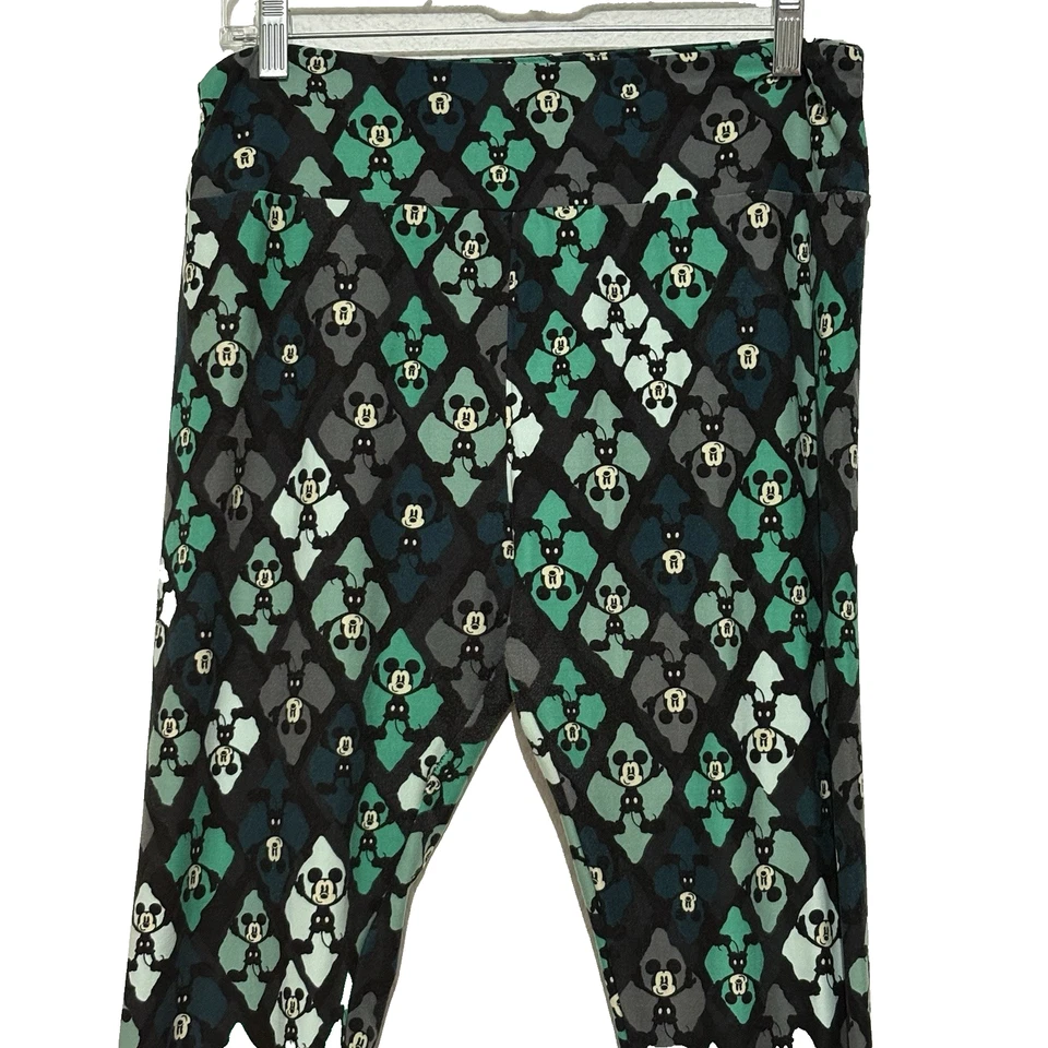 LuLaRoe Disney Mujer Leggings Altos Curvilíneos Patrón Mickey Mouse Verde Negro Blanco Foto 2 de 4
