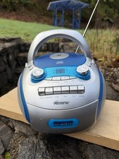 Vintage 2007 Memorex MP3226 CD Cassette AM FM Radio Clear Blue Boombox NICE CLN 