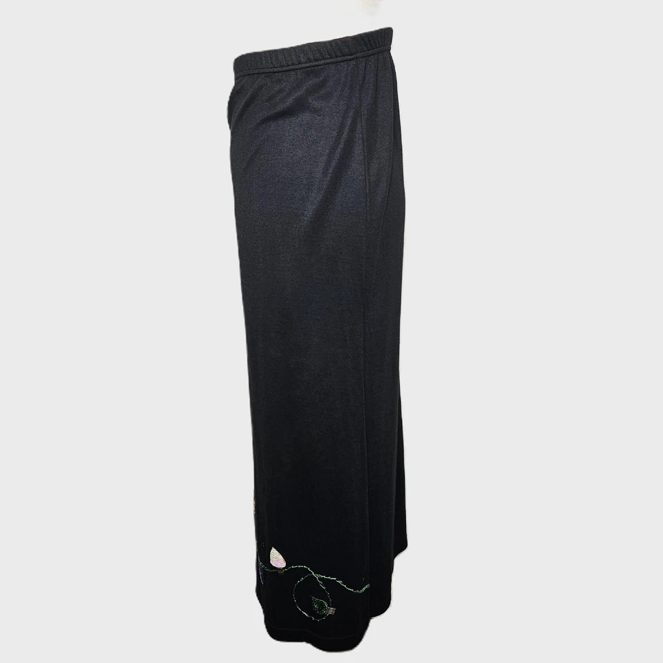 Vintage Quacker Factory Sequin Christmas Lights Maxi Skirt Black Elastic Waist L - Image 3 of 4