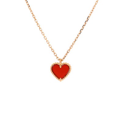 Van Cleef & Arpels Sweet Alhambra Heart Pendant Necklace 18K Rose Gold