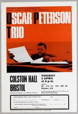 OSCAR PETERSON TRIO – rare vintage original Bristol 1966 jazz concert handbill