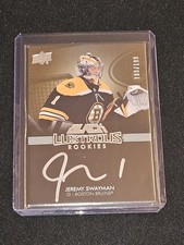 2021-22 UD SPx Jeremy Swayman Black Lustrous Rookie Auto 106/199 Bruins RARE
