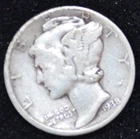 1938 FINE Mercury Dime, 90% SILVER!