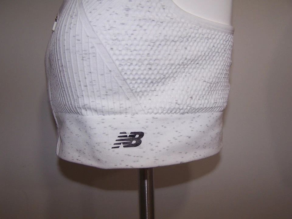 New Balance Zip Front Sports Bra, White & Heater Gray, Removeable Pads Size XL - Image 2 of 4