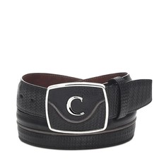 CV414RS - Cuadra black fashion cowboy woven cowhide leather belt for men