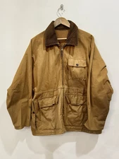 VTG IDEAL 1950S MENS L TAN COTTON CANVAS HUNTING COAT CHORE JACKET WORKWEAR