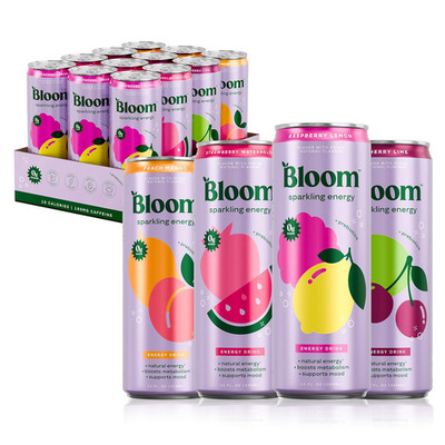 Bloom Nutrition Sparkling Energy Drink - Variety Pack - Natural Caffeine, Zero S