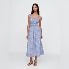 GAP x DOEN Blue Floral Midi Dress | M | Milkmaid | Cottage Core | Feminine
