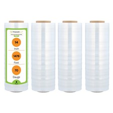 4 Rolls Cast Hand Stretch Wrap Packing Shrink Film 14" x 1476' 65 Gauge Clear