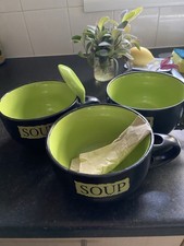 Lovely Black And Green Soup Bowls