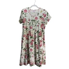 Vtg American Sweetheart Midi Dress PL Butterfly English Roses Canvas Cottegecore