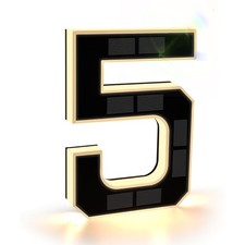 ISUNMEA 9 Inch Solar Lighted House Numbers for Outside, Light Up 9IN, 5-Black