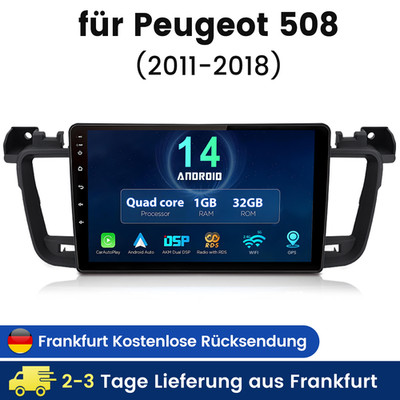 Für Peugeot 508 2011-2018 Android 14 Autoradio GPS Navi WIFI Bluetooth 1+32GB