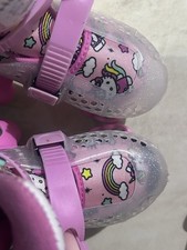 Hello Kitty Adjustable Kids 11-2 Roller Skates Pink Mini Skateboard Bundle