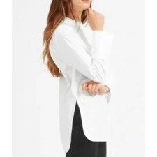 Everlane Women's Button Front Tuxedo Dress Shirt Long Sleeve White Size 00