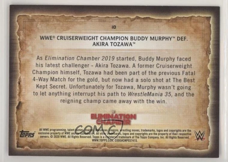 2020 Topps WWE Road to Wrestlemania Silver /25 Buddy Murphy #10 - Image 2 of 2