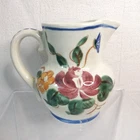 Vintage Red Wing Pottery Creamer Small 3.5" Pitcher Floral Blue Stripe