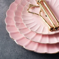 3-Tier Ceramic Cake Stand Pink, Wedding Cupcake Dessert Display Tray Sweejar