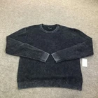 Lucky Brand Sweater Mens Medium Blue Washed Waffle Knit Crewneck Pullover Winter