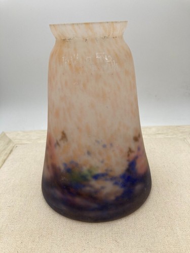 Muller Freres ~ LUNEVILLE LAMP SHADE ~ Blue and Pink Antique French Art Glass - Picture 1 of 8