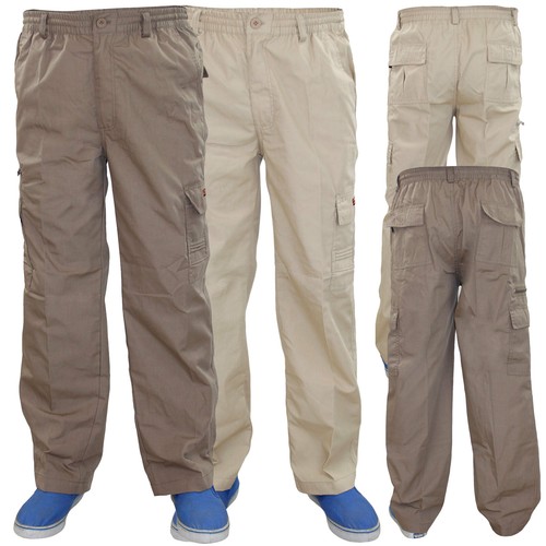 Hombre Trabajo Cargo Combate Pantalones Elástico 7 Bolsillos Holgado  Pantalones | eBay