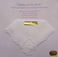 Brautmutter handgeh&auml;keltes Leinen Hochzeitstaschentuch