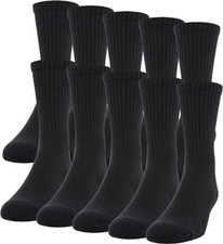 3-12 Pairs Mens Black Sports Athletic Work Crew Cotton Socks Casual Size 10-13
