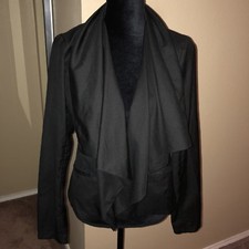 Charlotte Russe Black Shawl Drape Open Jacket Sz L
