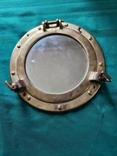 Brass Porthole Mirror 11 1/2 inches Nautical  Mirror Can Be Easly Removed 