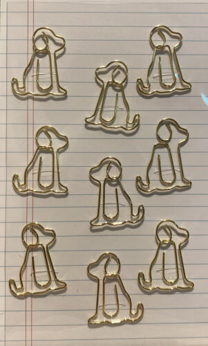 Juego de 9 clips de papel en forma de perro, clips de papel grandes de color dorado para perro - Imagen 4 de 8