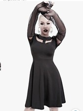 Gothic A-line Dress Bodycon Punk Black ￼ Alt. w/Detachable Arm long sleeves New