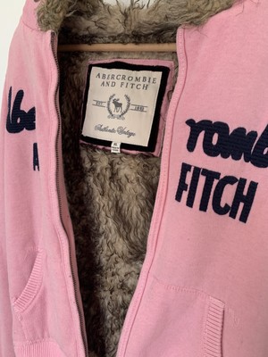 Abercrombie & Fitch Pink Vintage Y2K Faux Fur Lined Hoodie Jacket