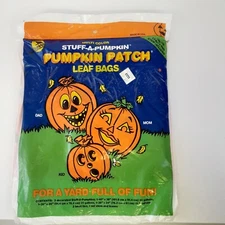 NOS Vintage 1992 Halloween Stuff A Pumpkin Patch Leaf Bags & 15 Ghost Bags Decor