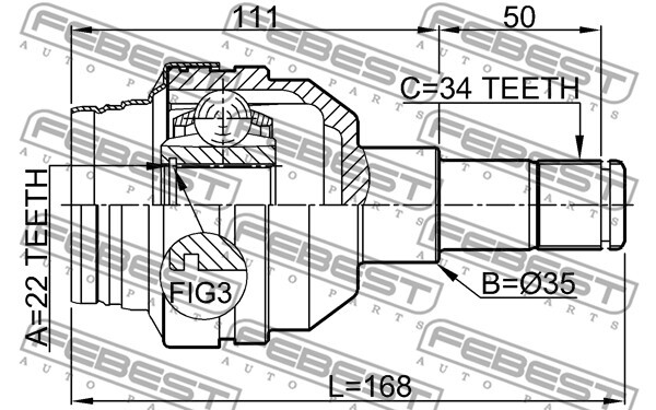 1011-C100R FEBEST Joint Kit, drive shaft for CHEVROLET,HOLDEN,OPEL,VAUXHALL