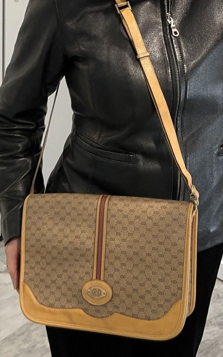 極希少 オールドグッチ ショルダーバッグ クラッチバッグ マイクロGG ブラウン RARE Authentic Vintage Monogram Micro GG Gucci classic