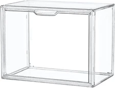 Clear Acrylic Display Case, Plastic Storage Bins with Magnetic Attraction Lid